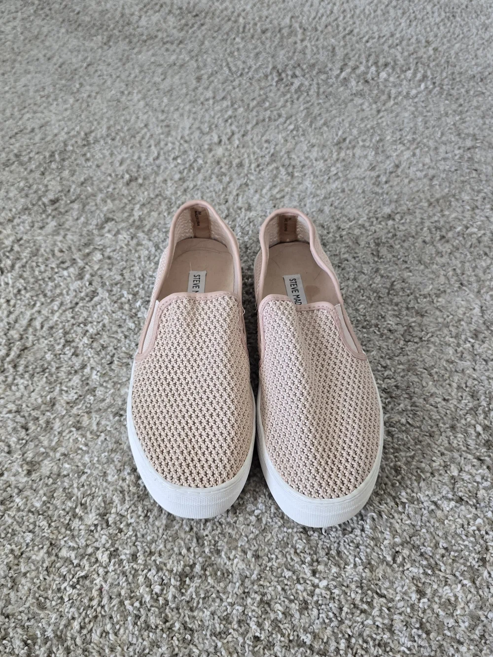 Steve Madden Women's Pink Knit Slip-On Flat Round Toe Solid Casual US 9